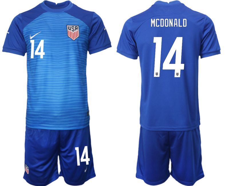 Men 2022 World Cup National Team United States away blue #14 Soccer Jersey-0